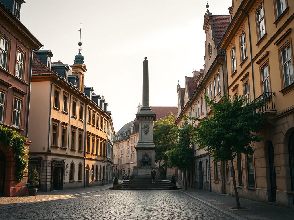 Panorama miasta Mława z widocznymi historycznymi budynkami.