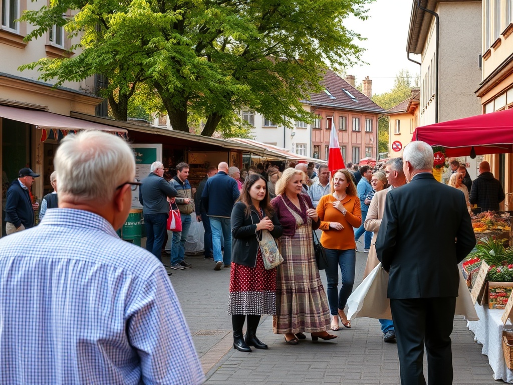 Flaga Polski powiewająca na maszcie na tle nieba podczas Święta 3 Maja w Mławie.